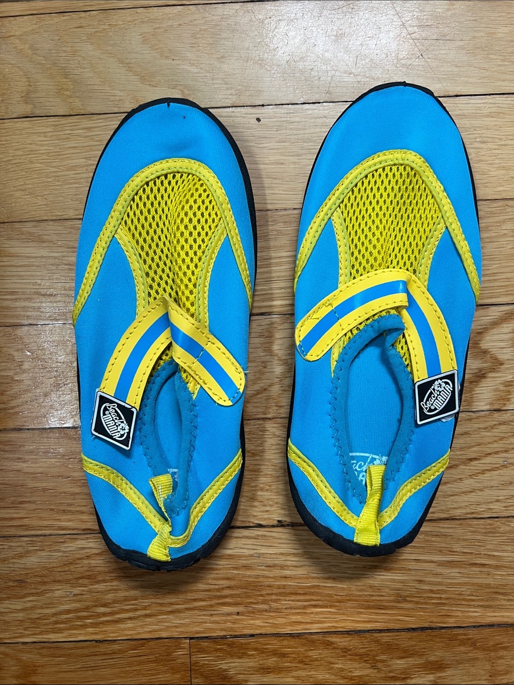Children's Blue and Yellow Quick-Dry Water Shoes with Secure Strap